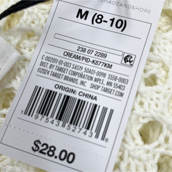 Shade & Shore Cream Sleeveless Crochet Swim Cover-Up Dress M (8-10) - New - Picture 5 of 8
